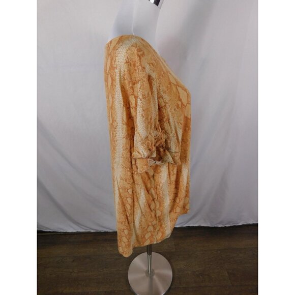 Lane Bryant Shirt Womens 24 Orange Snake Print Ruffle Sleeve Scoop Neck Plus - Picture 8 of 12